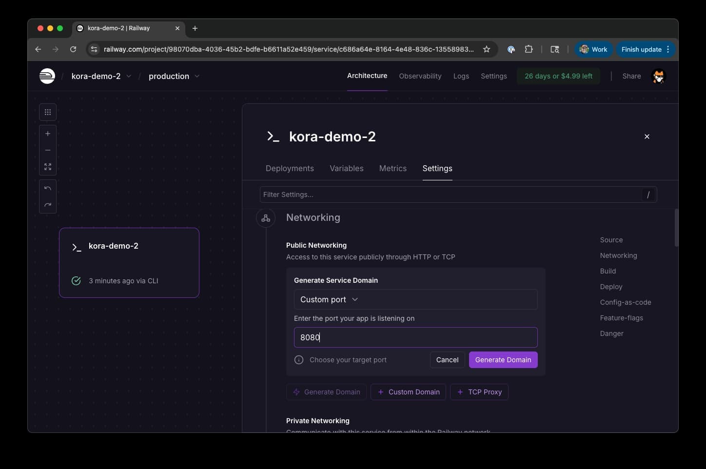 Railway Domain Setup